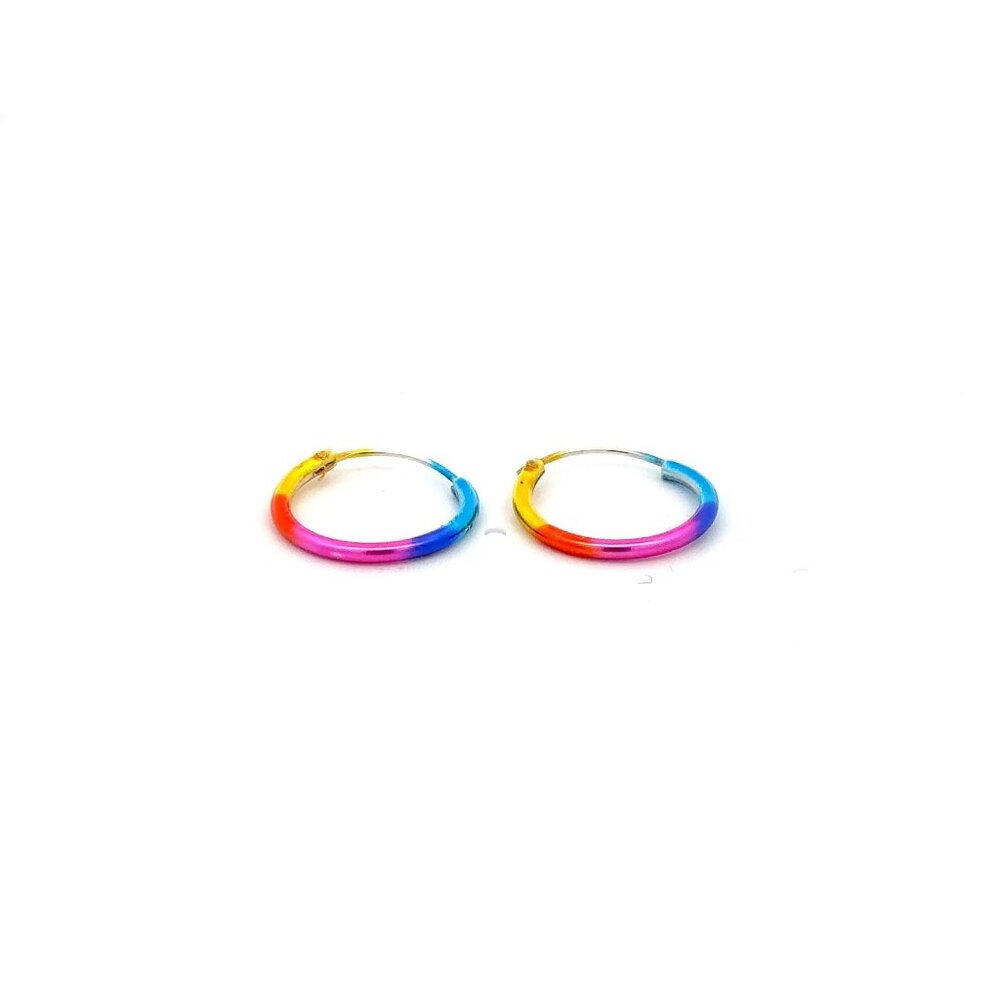 925 Sterling Silver Hoops Multi Color Earrings - Picture 4 of 4